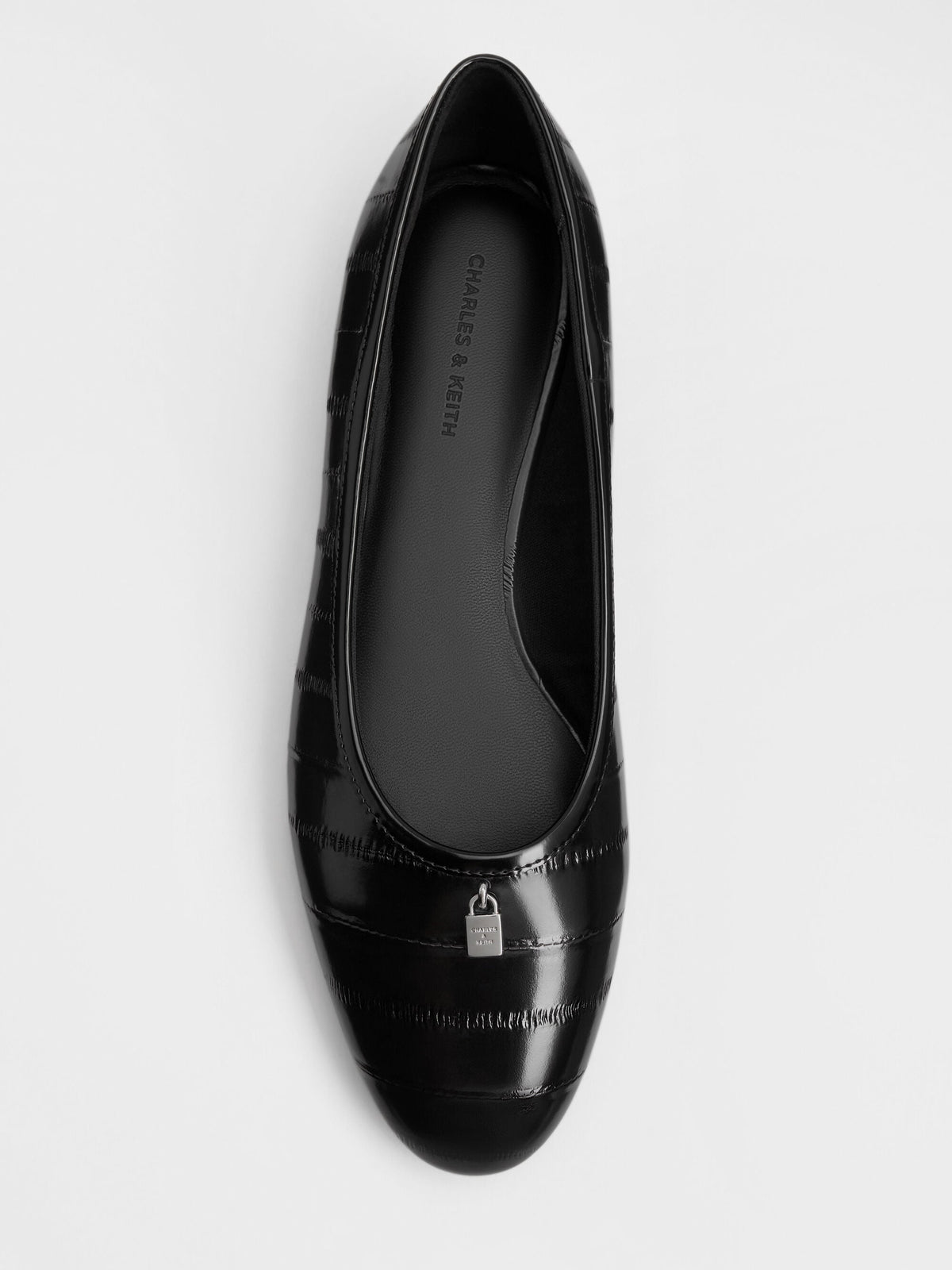 CHARLES & KEITH New | Griselda Eel-Effect Ballet Flats - Animal Print Black