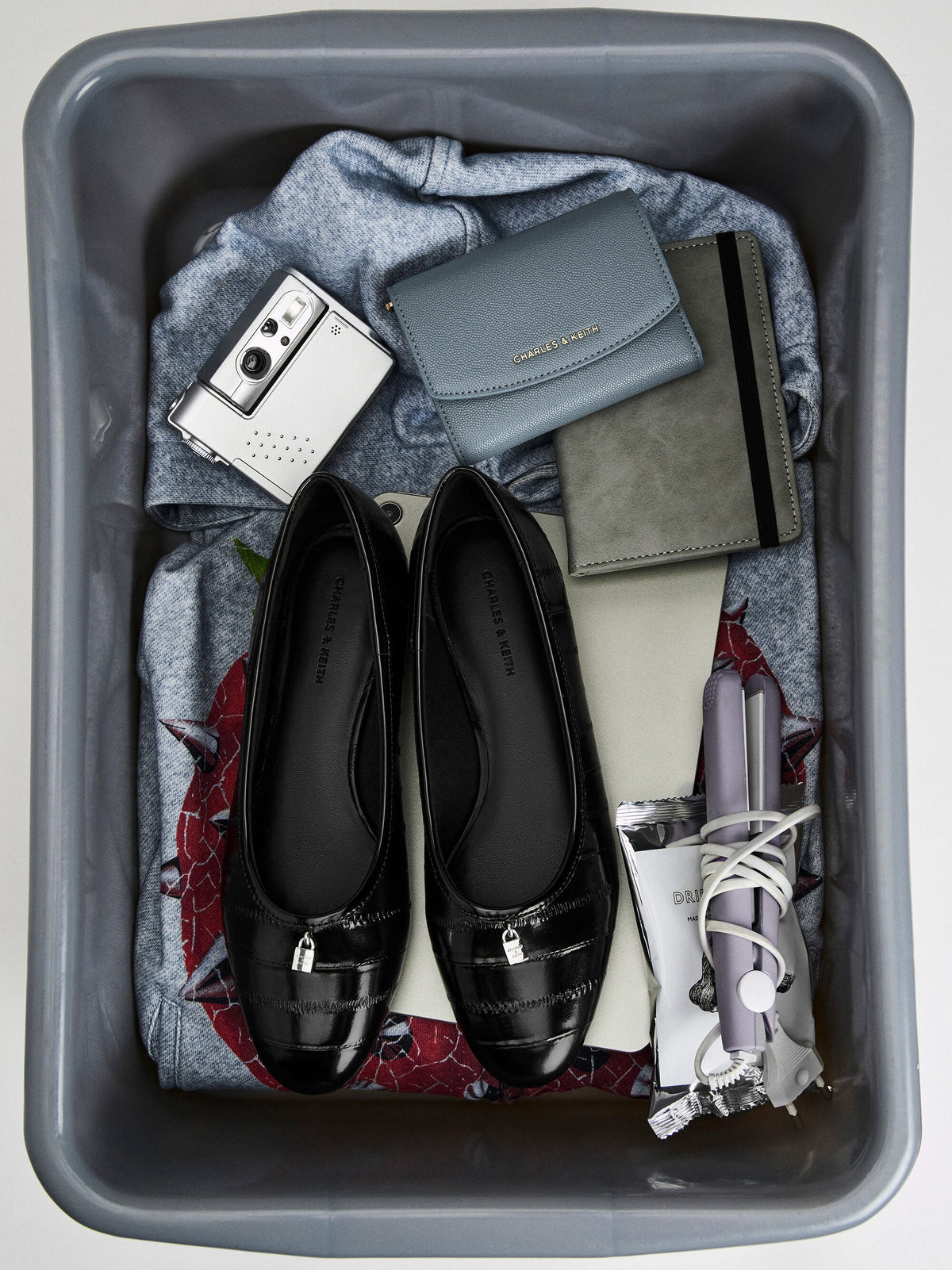 CHARLES & KEITH New | Griselda Eel-Effect Ballet Flats - Animal Print Black
