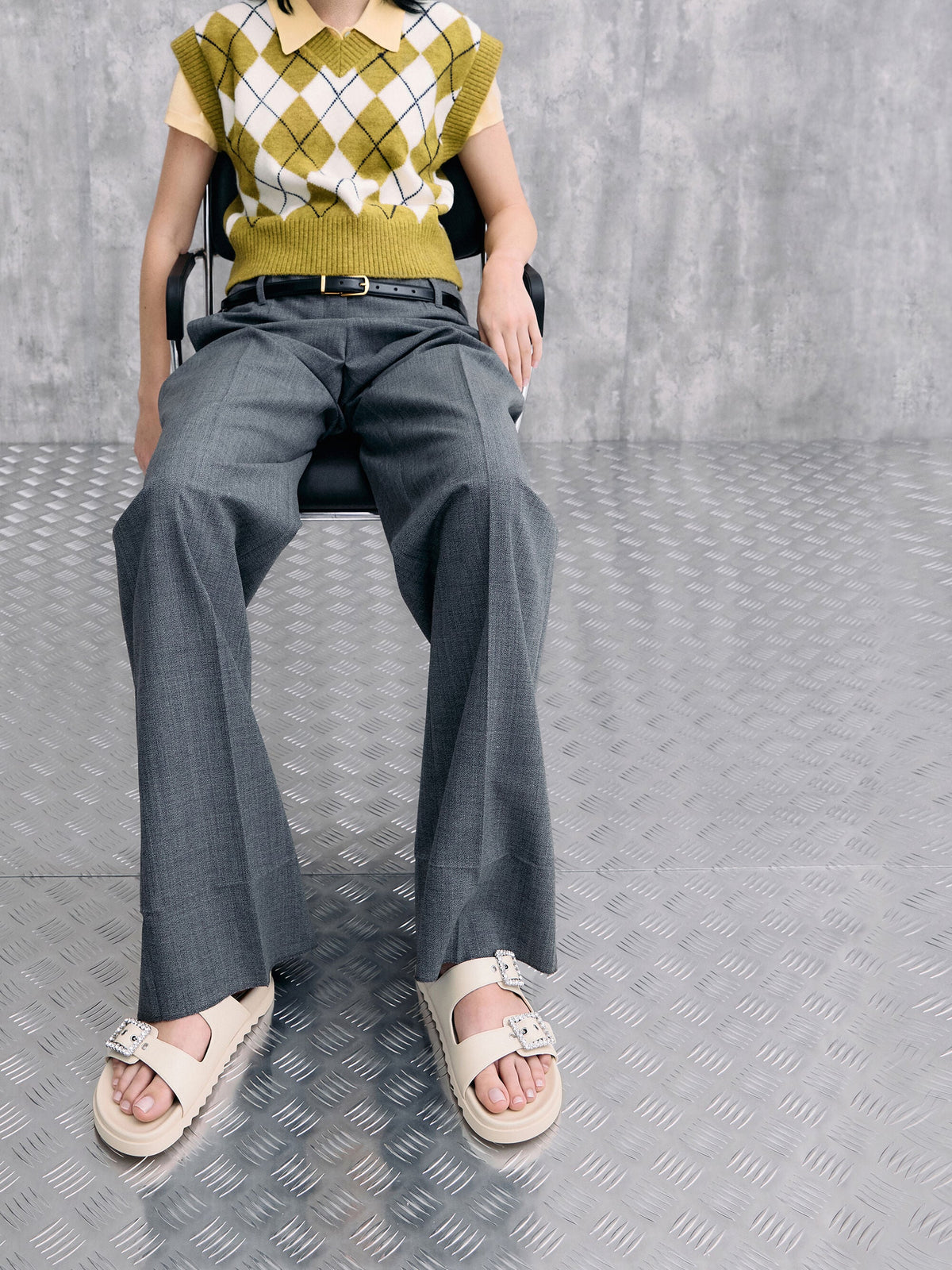 CHARLES & KEITH Hot Sale | Gem-Buckle Double-Strap Sandals - Chalk