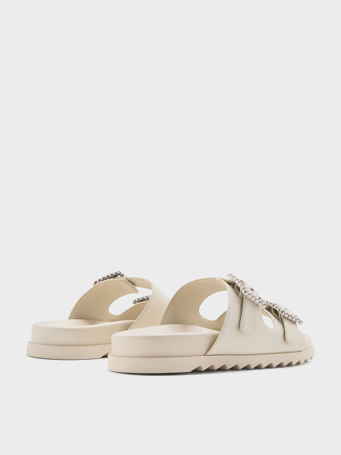 CHARLES & KEITH Hot Sale | Gem-Buckle Double-Strap Sandals - Chalk
