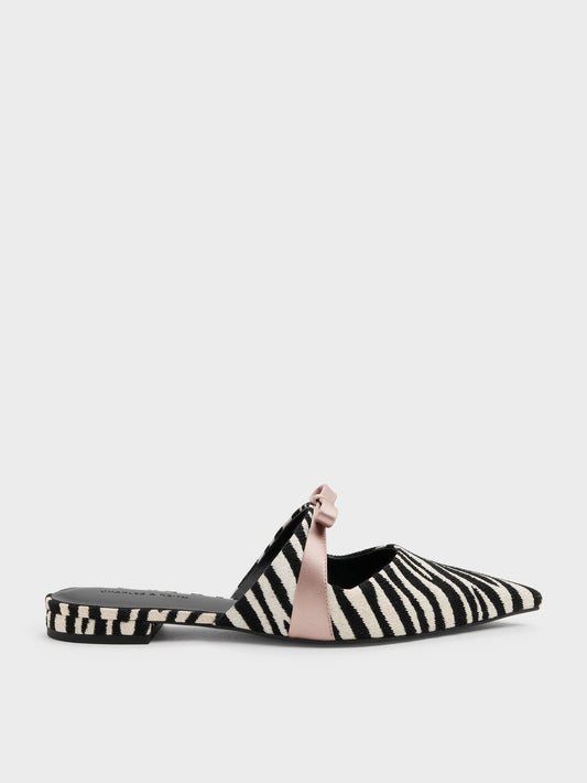 CHARLES & KEITH Classic | Kaleen Zebra-Print Pointed Mules - Animal Print Black