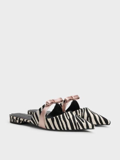 CHARLES & KEITH Classic | Kaleen Zebra-Print Pointed Mules - Animal Print Black