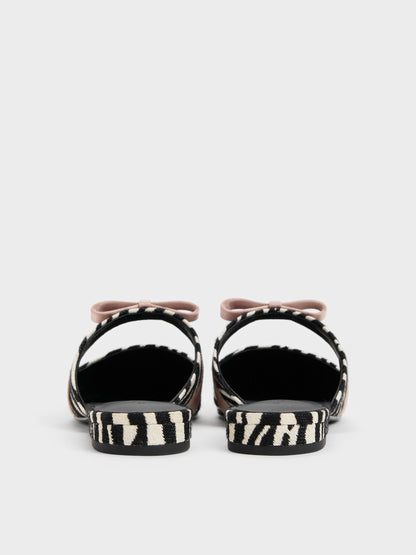 CHARLES & KEITH Classic | Kaleen Zebra-Print Pointed Mules - Animal Print Black
