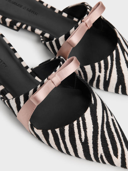 CHARLES & KEITH Classic | Kaleen Zebra-Print Pointed Mules - Animal Print Black