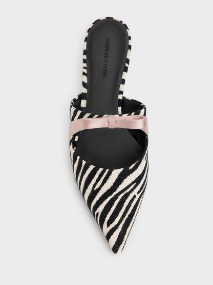 CHARLES & KEITH Classic | Kaleen Zebra-Print Pointed Mules - Animal Print Black
