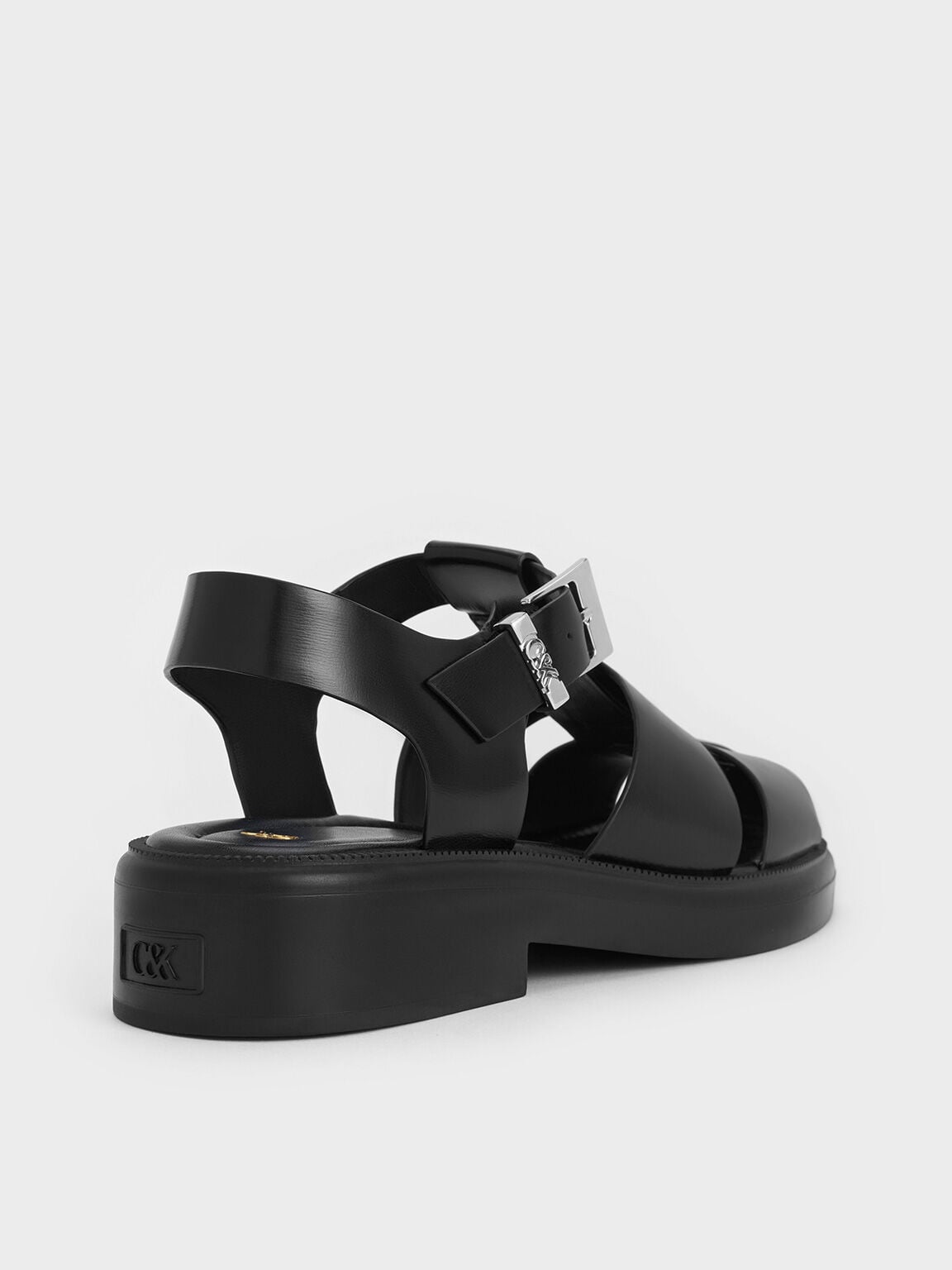 CHARLES & KEITH Everyday | Leather Caged Sandals - Black