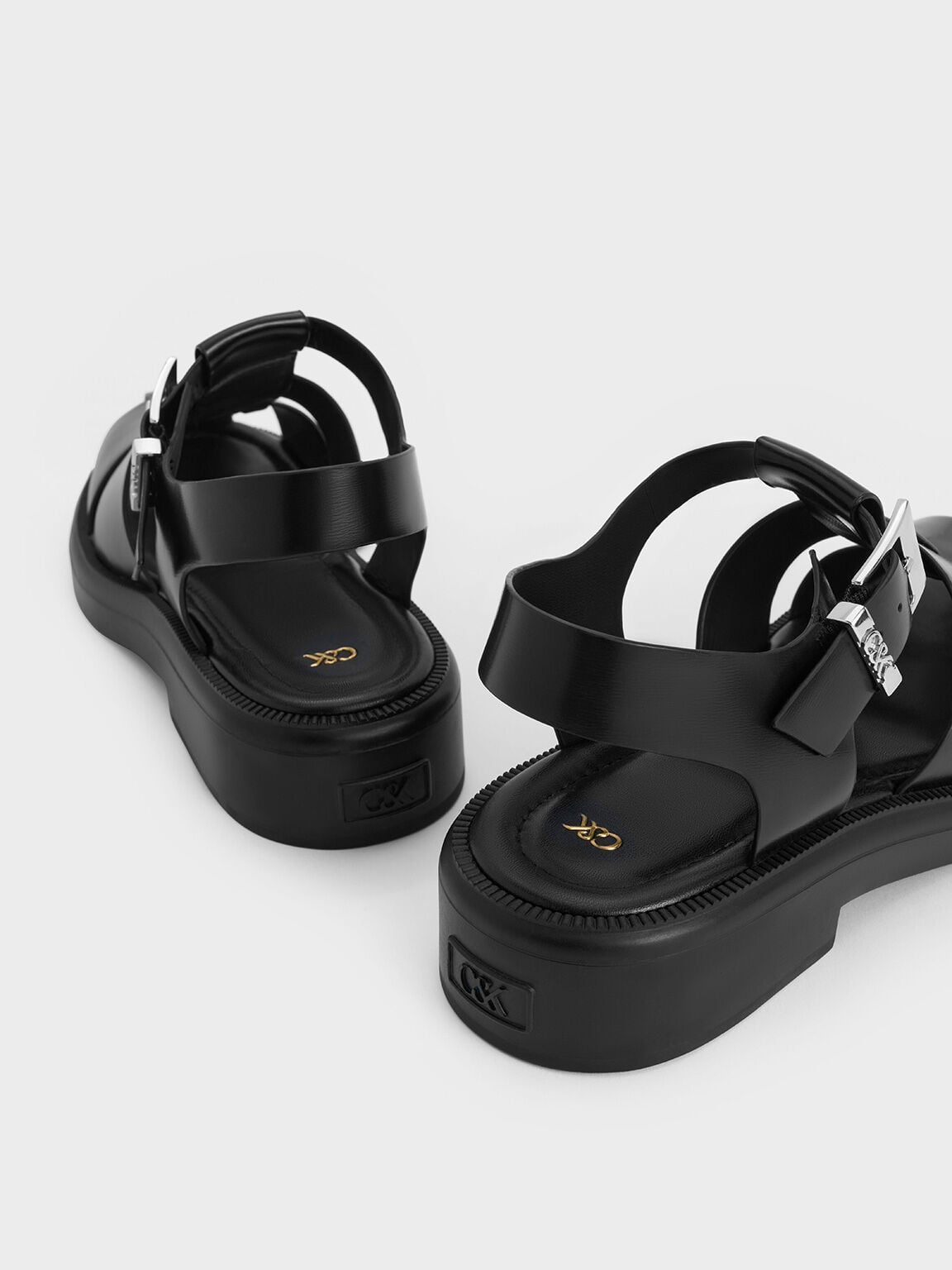 CHARLES & KEITH Everyday | Leather Caged Sandals - Black