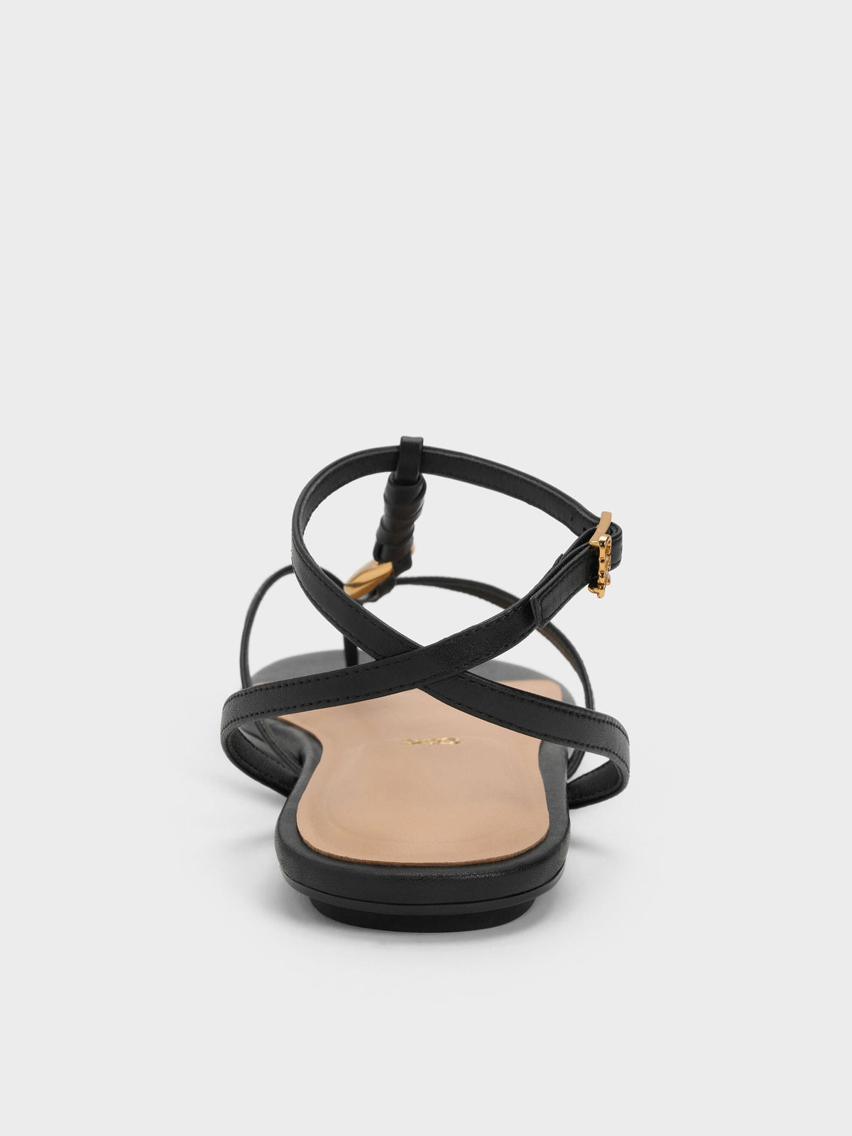 CHARLES & KEITH Special Offer | Adema Leather Strappy Thong Sandals - Black