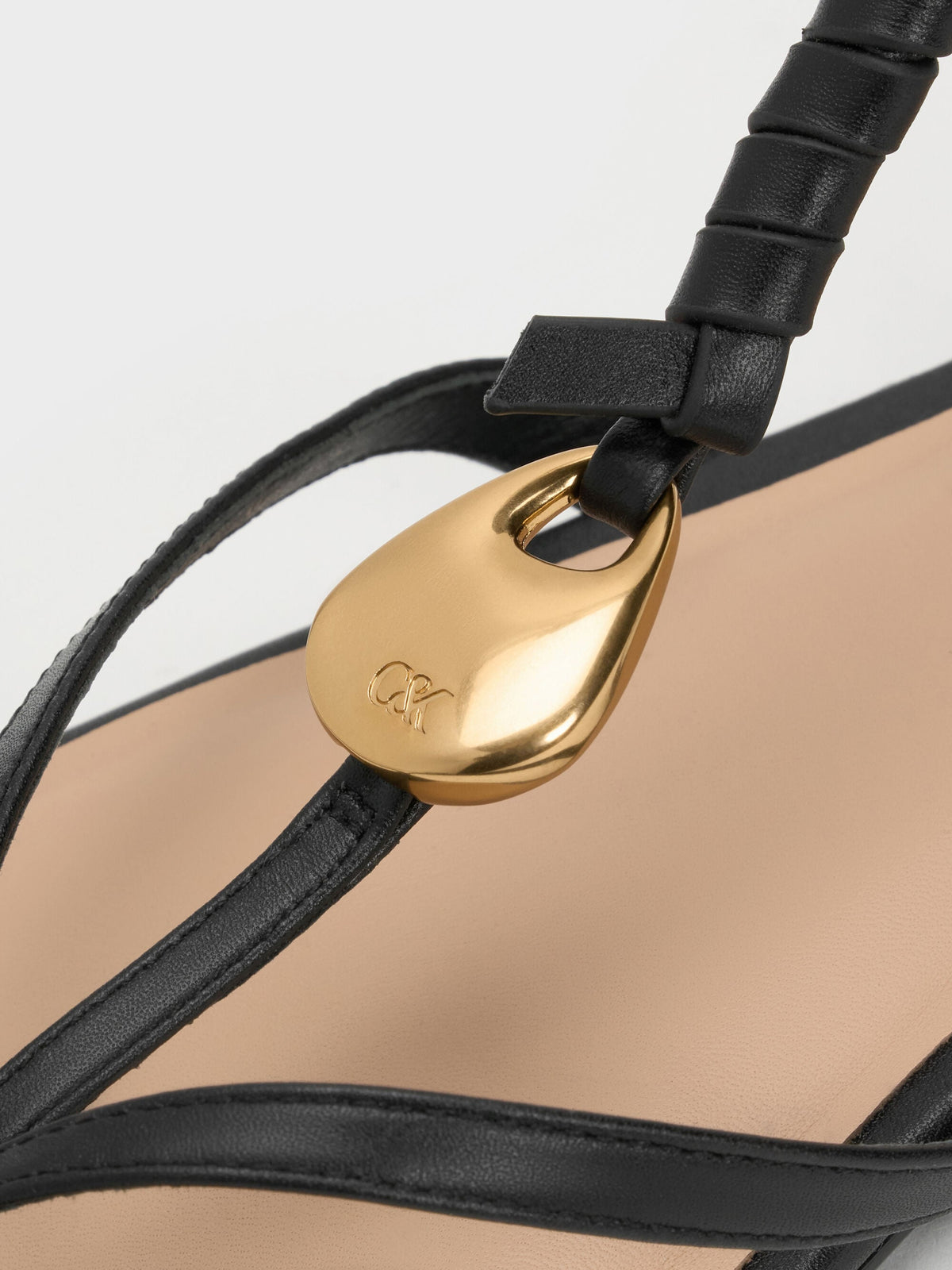 CHARLES & KEITH Special Offer | Adema Leather Strappy Thong Sandals - Black