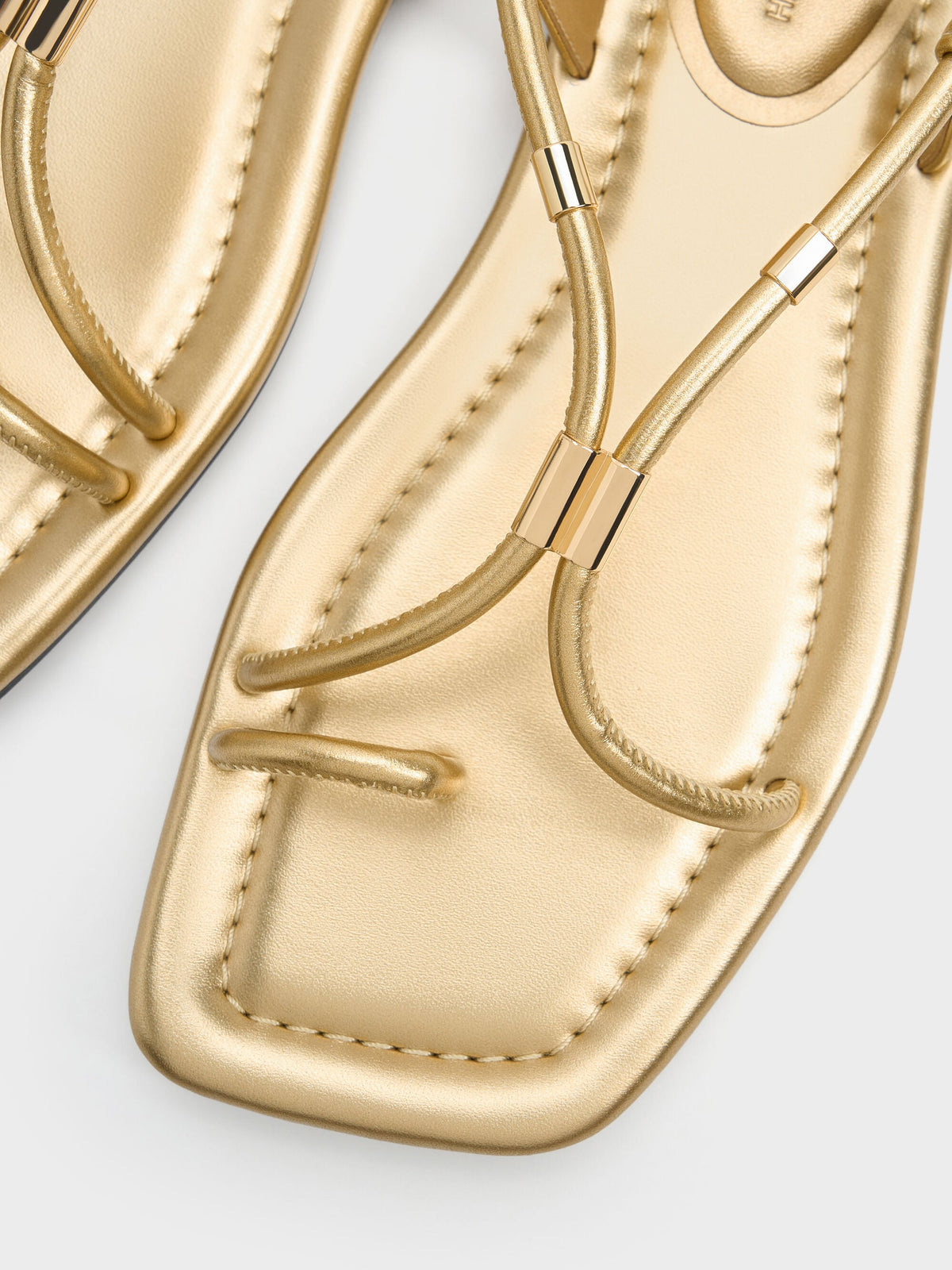 CHARLES & KEITH Top Pick | Metallic-Accent Toe-Ring Sandals - Gold