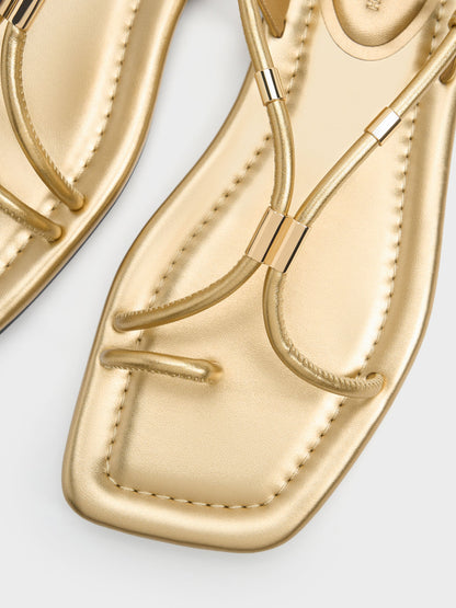 CHARLES & KEITH Top Pick | Metallic-Accent Toe-Ring Sandals - Gold