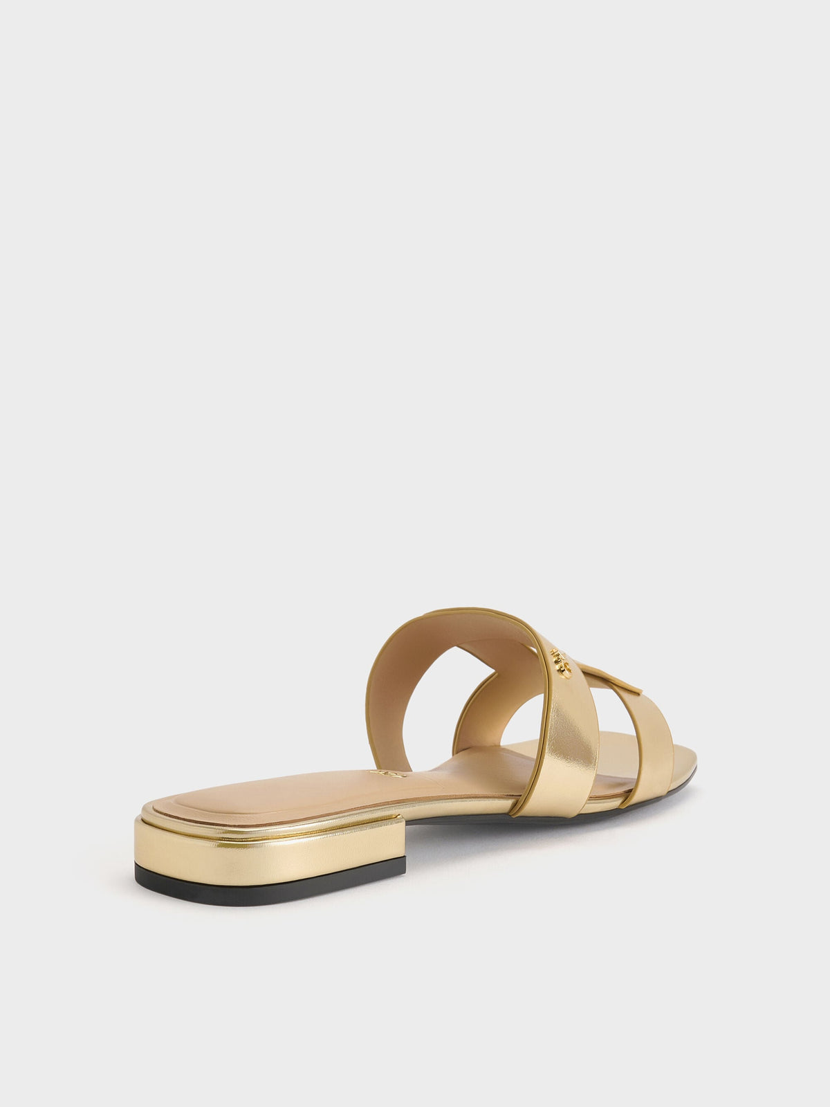 CHARLES & KEITH Featured | Petina Metallic Leather Slide Sandals - Gold