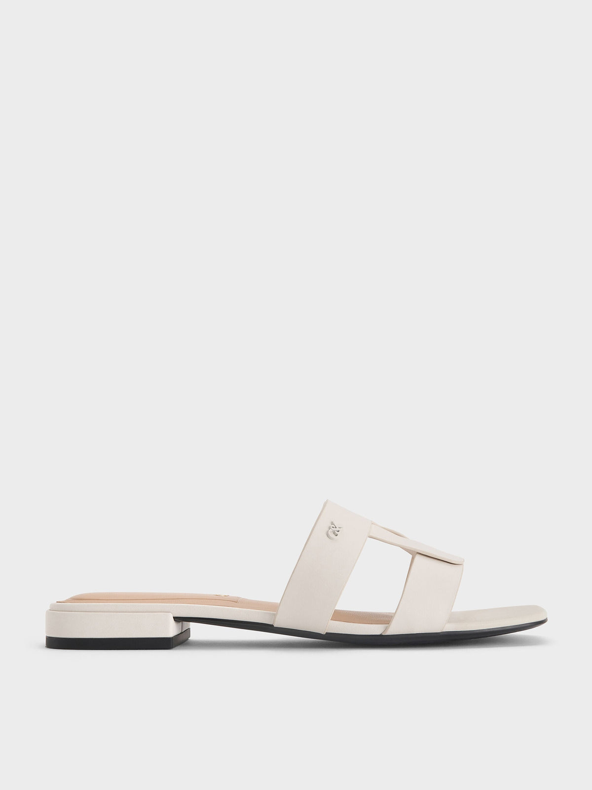 CHARLES & KEITH Smart Buy | Petina Leather Slide Sandals - White
