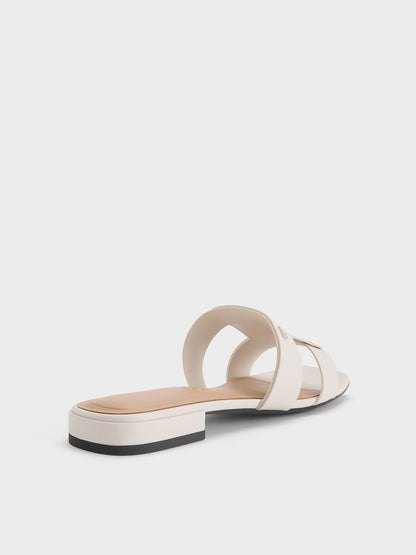 CHARLES & KEITH Smart Buy | Petina Leather Slide Sandals - White