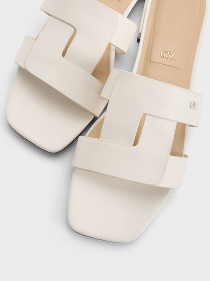 CHARLES & KEITH Smart Buy | Petina Leather Slide Sandals - White
