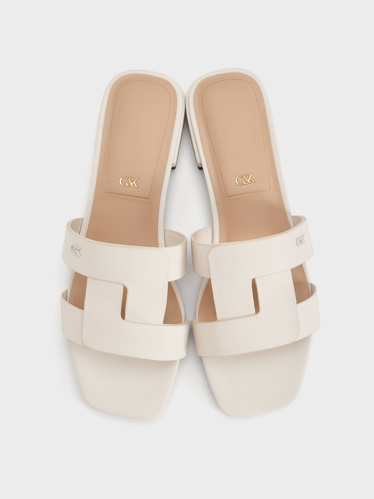 CHARLES & KEITH Smart Buy | Petina Leather Slide Sandals - White