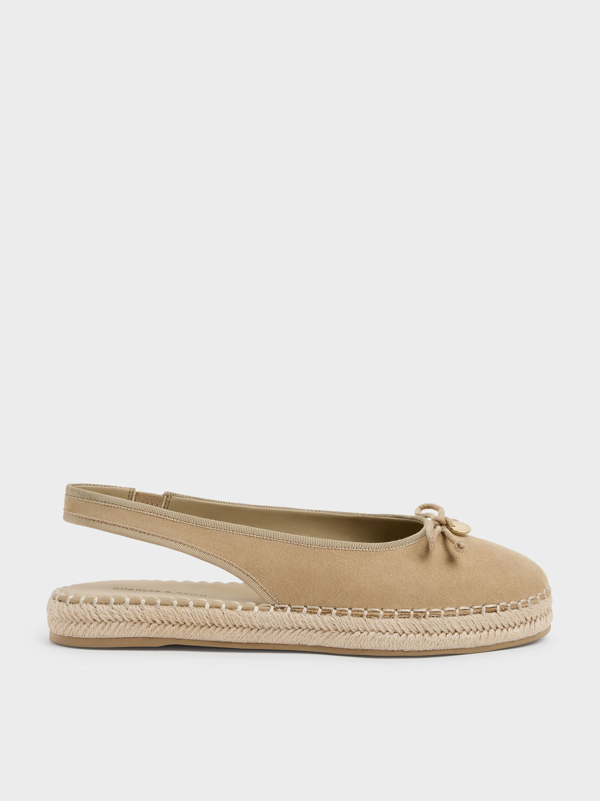 CHARLES & KEITH Trending | Faux Suede Bow Slingback Espadrilles - Sand