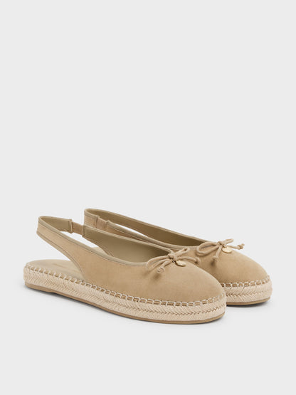CHARLES & KEITH Trending | Faux Suede Bow Slingback Espadrilles - Sand