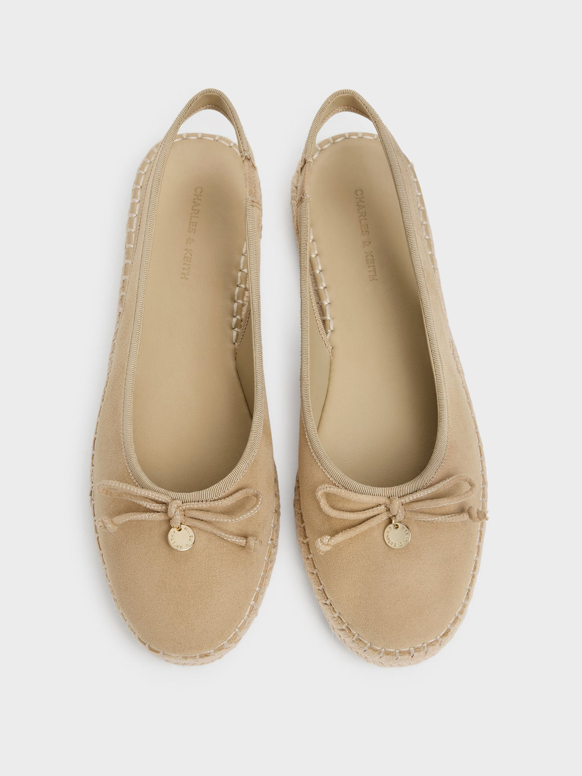 CHARLES & KEITH Trending | Faux Suede Bow Slingback Espadrilles - Sand
