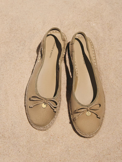 CHARLES & KEITH Trending | Faux Suede Bow Slingback Espadrilles - Sand
