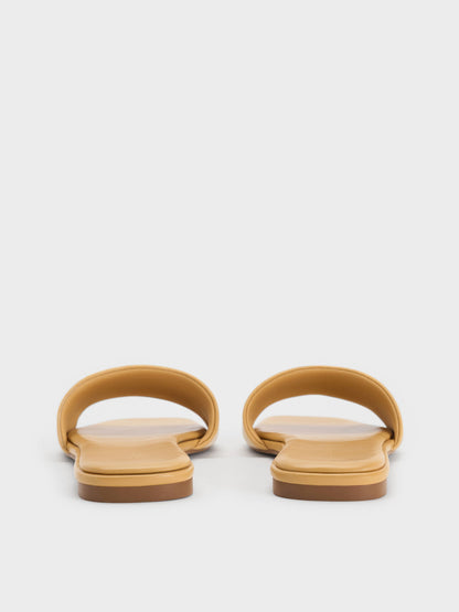 CHARLES & KEITH Everyday | Striped Square-Toe Slide Sandals - Yellow