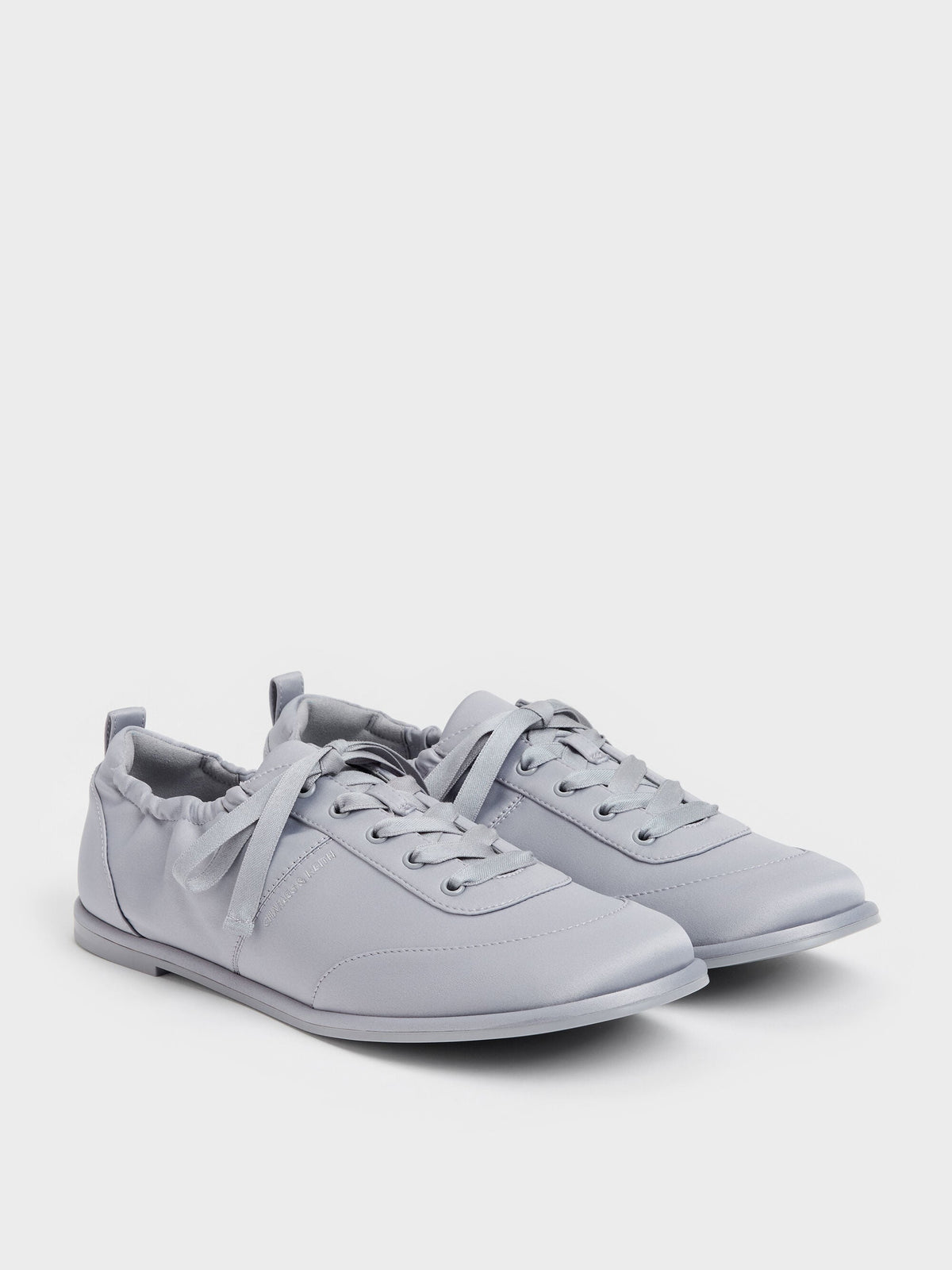 CHARLES & KEITH Great Value | Satin Ruched Sneakers - Grey