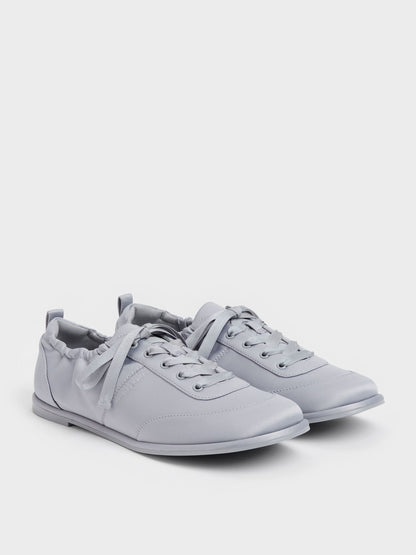 CHARLES & KEITH Great Value | Satin Ruched Sneakers - Grey