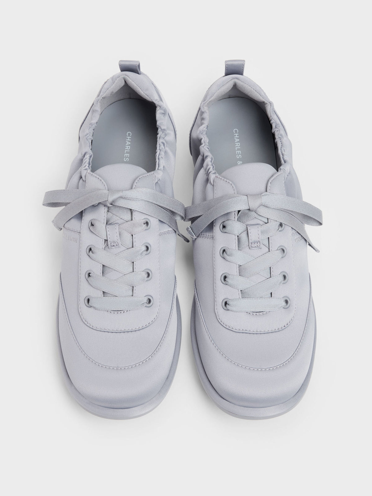 CHARLES & KEITH Great Value | Satin Ruched Sneakers - Grey