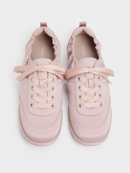 CHARLES & KEITH Discount | Satin Ruched Sneakers - Pink