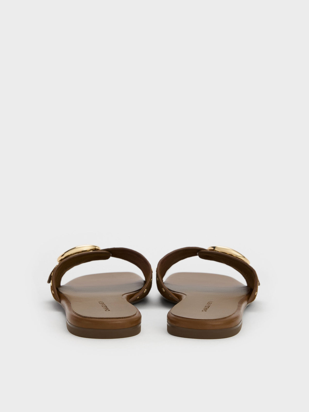 CHARLES & KEITH Discount | Studded Buckled Slide Sandals - Brown