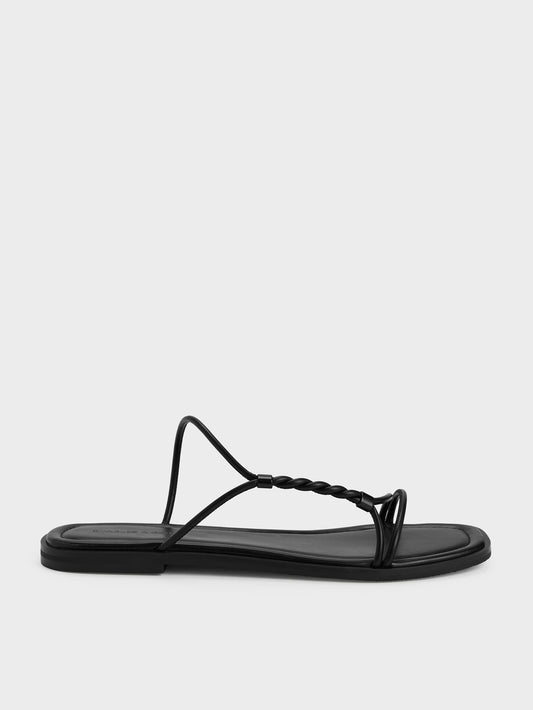 CHARLES & KEITH Trending | Fianna Twist-Strap Slide Sandals - Black