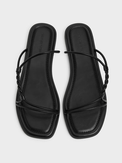CHARLES & KEITH Trending | Fianna Twist-Strap Slide Sandals - Black