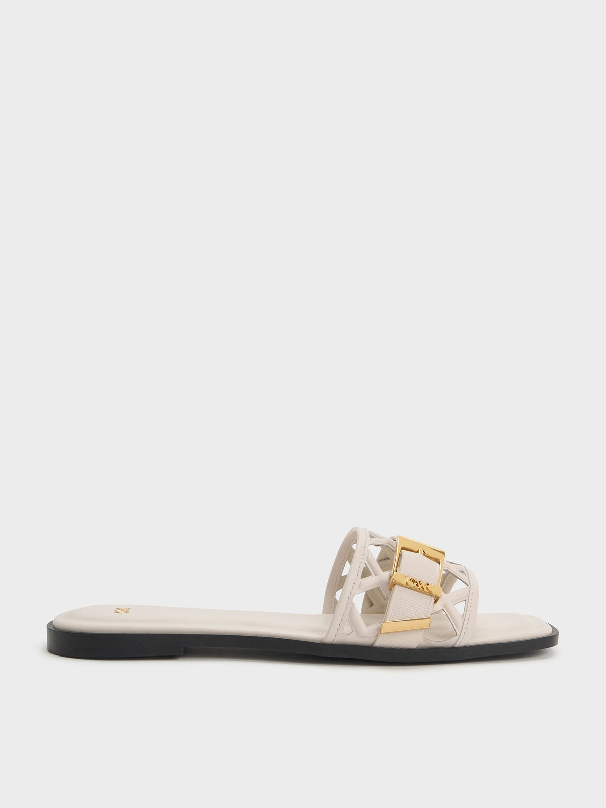 CHARLES & KEITH Special Offer | Whitney Leather Cut-Out Slide Sandals - Chalk