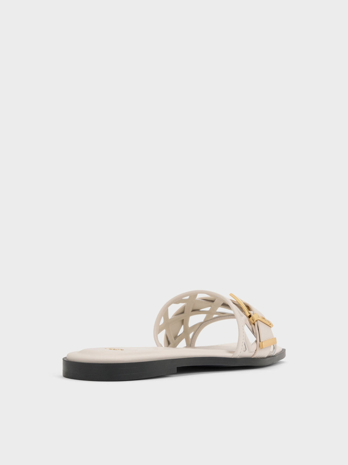 CHARLES & KEITH Special Offer | Whitney Leather Cut-Out Slide Sandals - Chalk