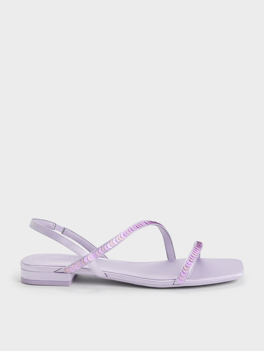 CHARLES & KEITH Featured | Briella Sequinned Strappy Sandals - Lilac