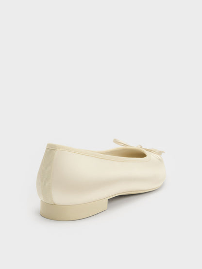 CHARLES & KEITH Value | Briella Satin Cap-Toe Flats - Cream