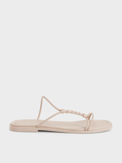 CHARLES & KEITH Best Seller | Fianna Twist-Strap Slide Sandals - Beige