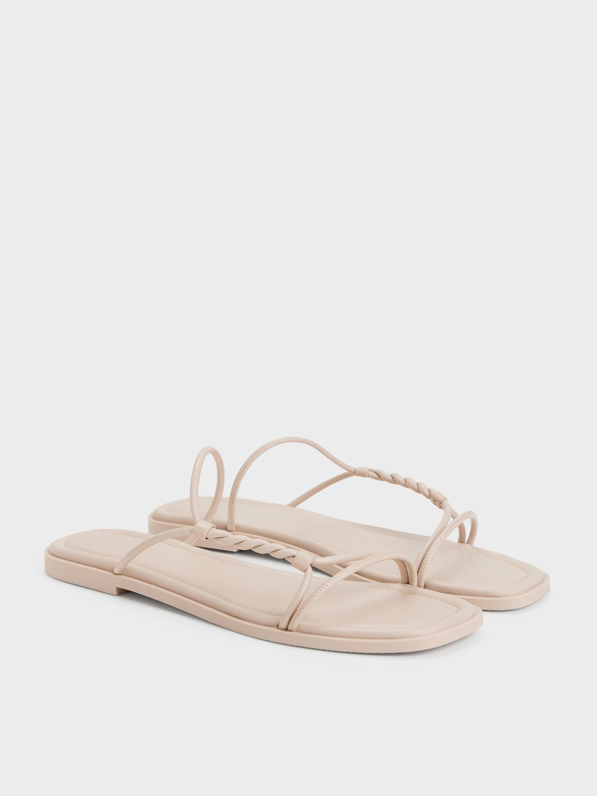 CHARLES & KEITH Best Seller | Fianna Twist-Strap Slide Sandals - Beige