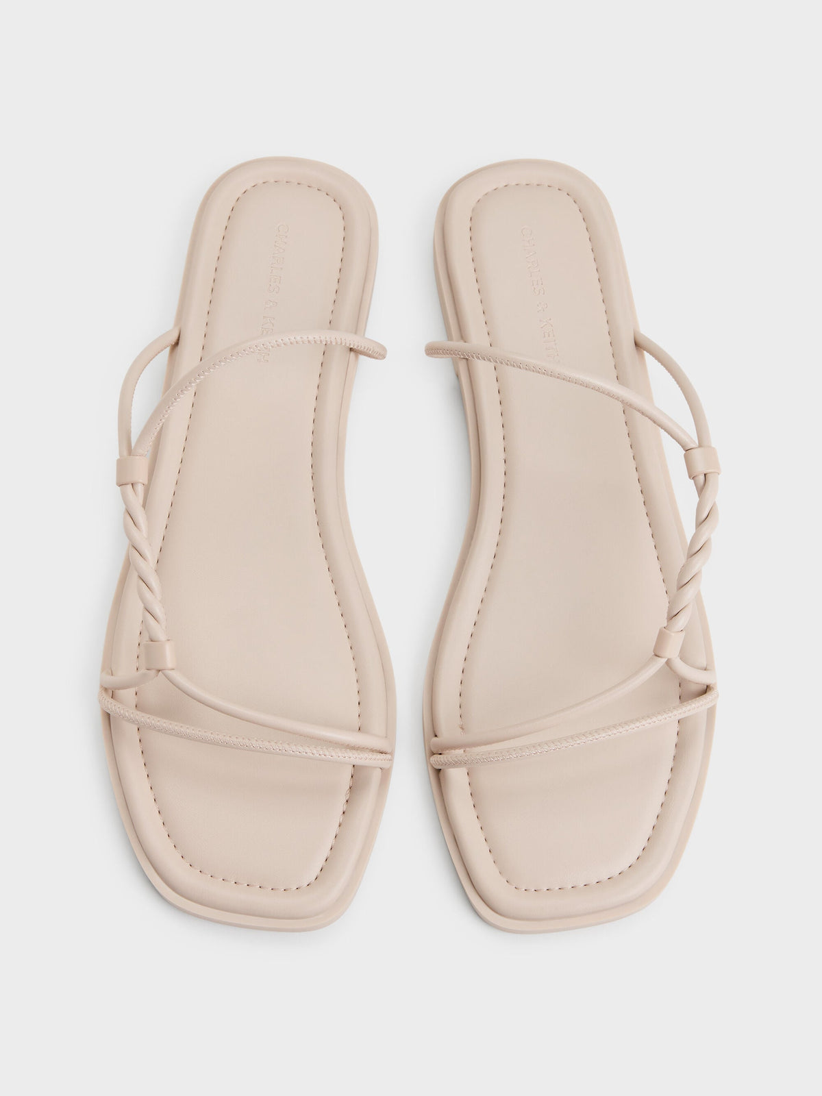 CHARLES & KEITH Best Seller | Fianna Twist-Strap Slide Sandals - Beige