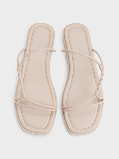 CHARLES & KEITH Best Seller | Fianna Twist-Strap Slide Sandals - Beige