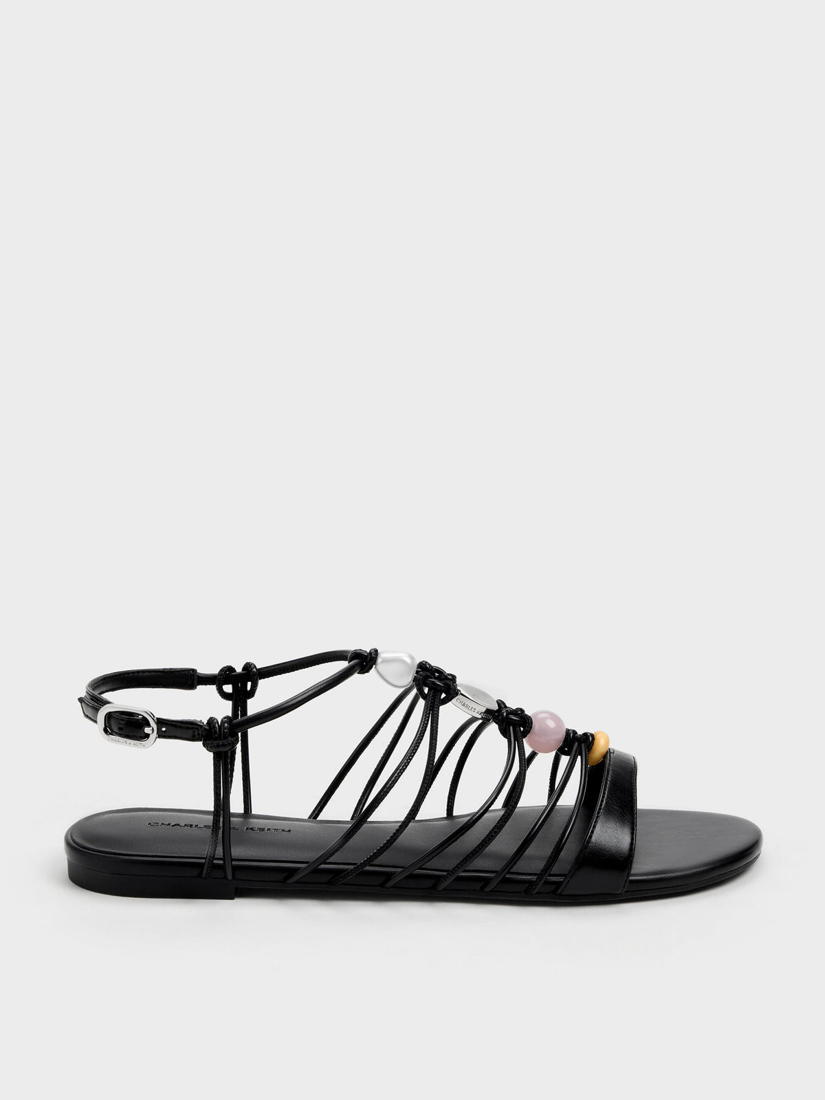 CHARLES & KEITH Trusted | Georgie Bead Strappy Sandals - Black