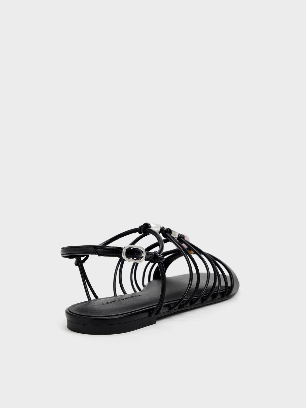 CHARLES & KEITH Trusted | Georgie Bead Strappy Sandals - Black