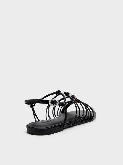 CHARLES & KEITH Trusted | Georgie Bead Strappy Sandals - Black