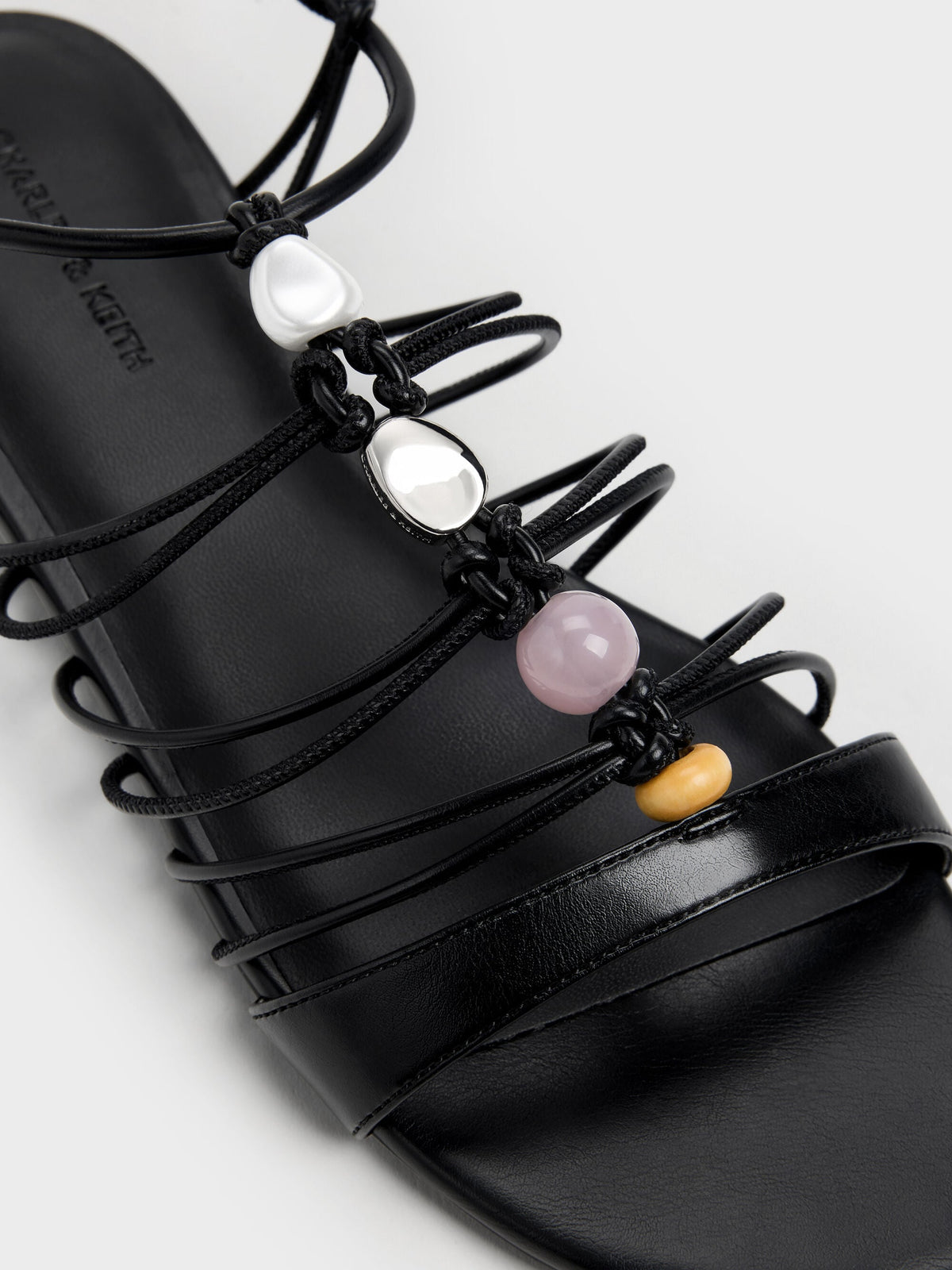 CHARLES & KEITH Trusted | Georgie Bead Strappy Sandals - Black