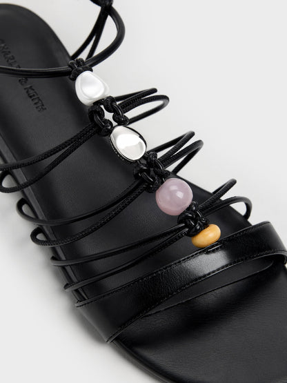 CHARLES & KEITH Trusted | Georgie Bead Strappy Sandals - Black