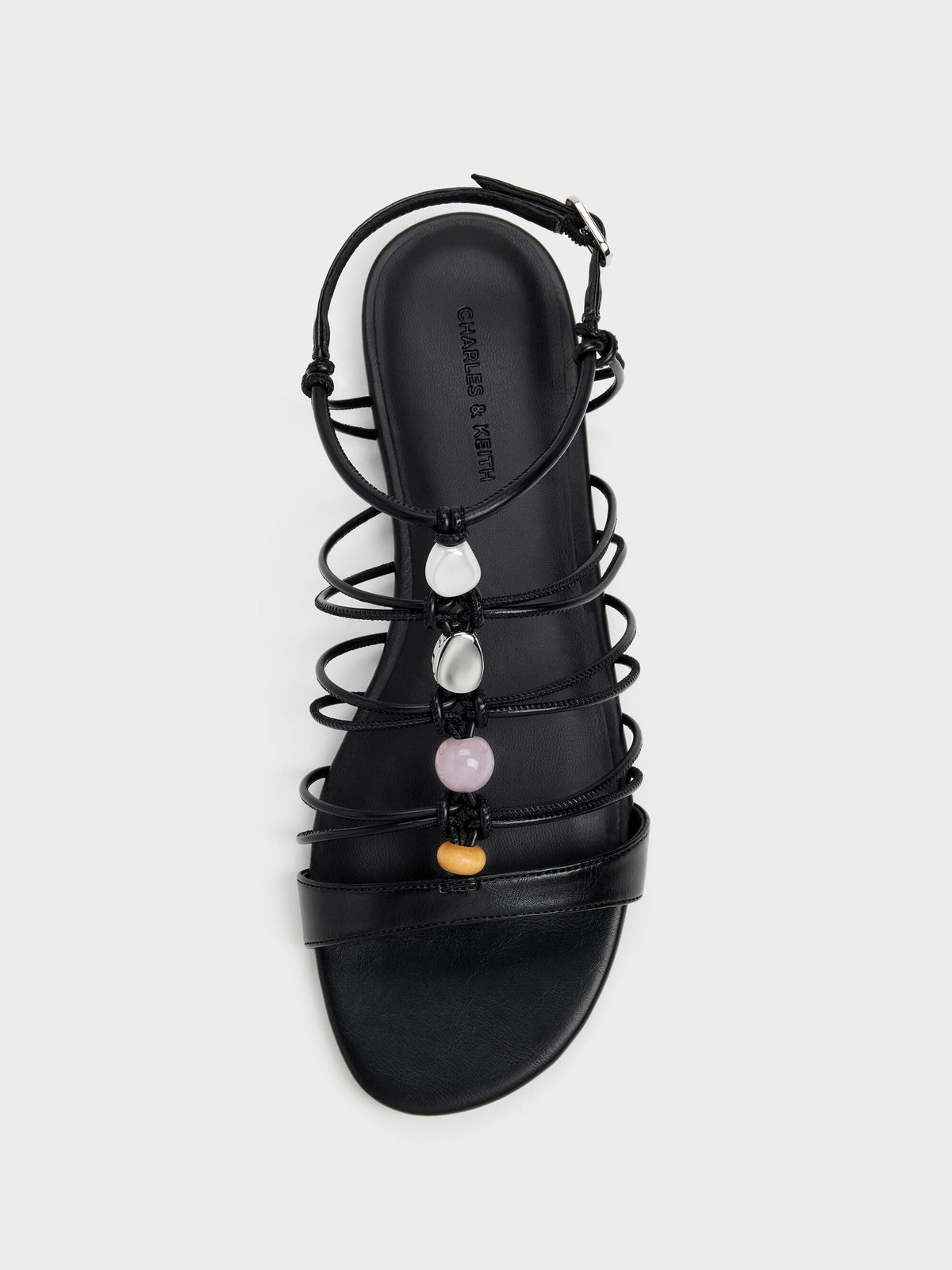 CHARLES & KEITH Trusted | Georgie Bead Strappy Sandals - Black