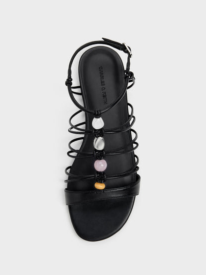 CHARLES & KEITH Trusted | Georgie Bead Strappy Sandals - Black