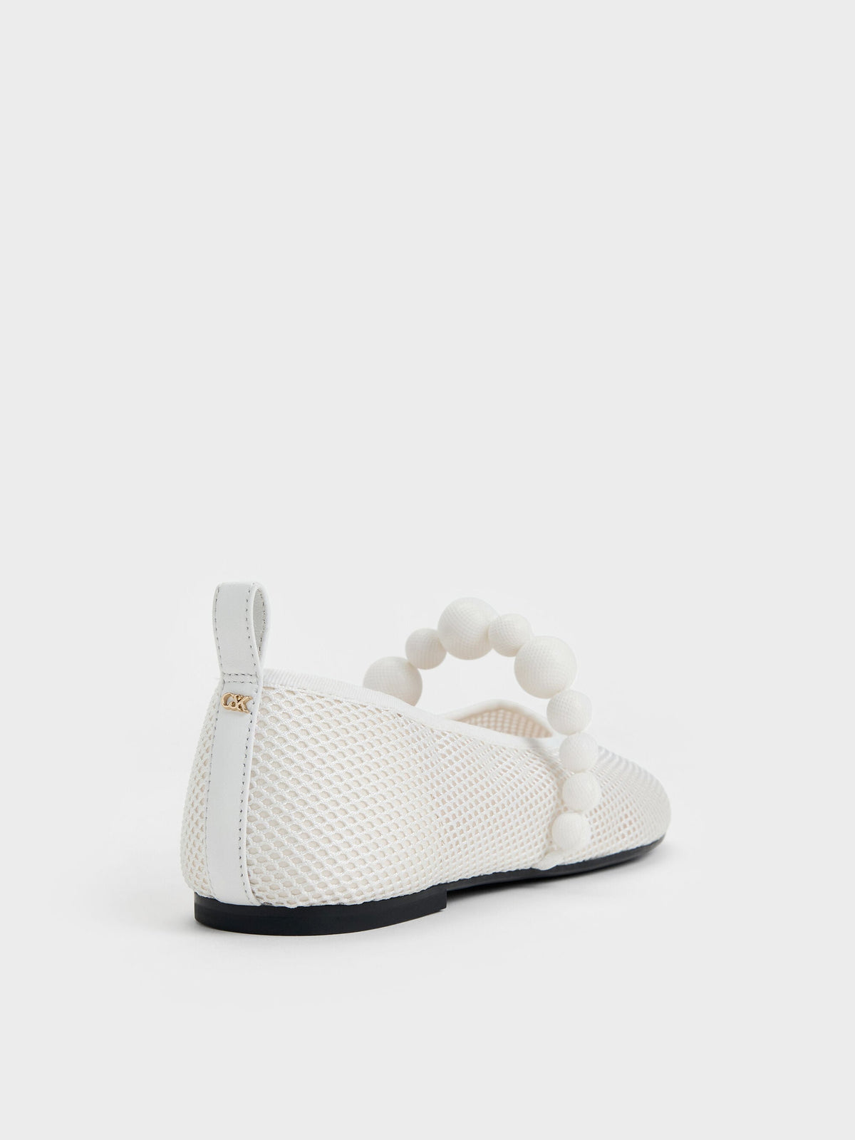 CHARLES & KEITH Great Value | Leather Mesh Beaded Mary Jane Flats - Chalk