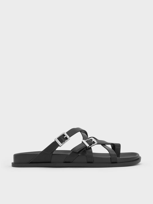 CHARLES & KEITH Signature | Crossover Toe-Ring Sandals - Black