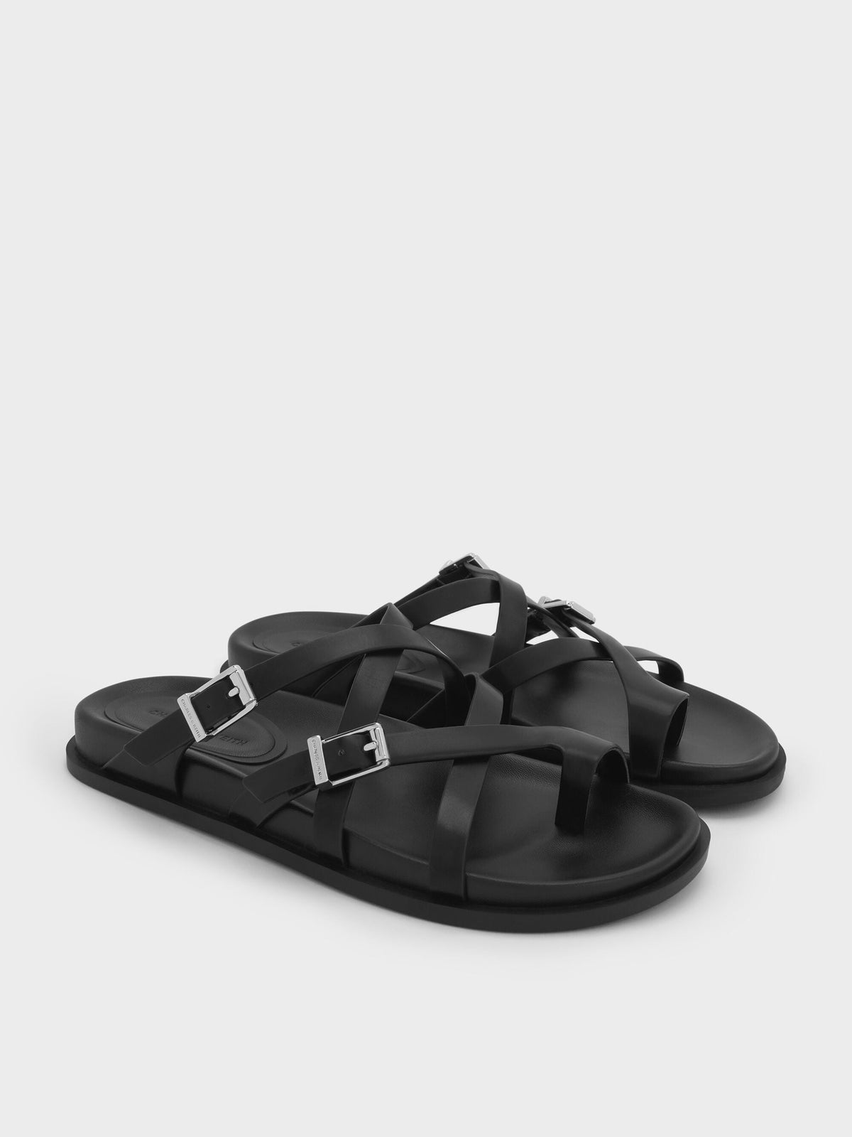 CHARLES & KEITH Signature | Crossover Toe-Ring Sandals - Black
